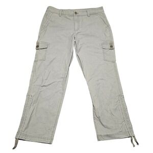 Eddie Bauer Cargo Pants Size 10 Tall Green Cotton Stretch Outdoor Hiking Utility